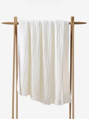 Sunday Citizen Snug Ribbed Lightweight White Throw 52x75 Soft Texture EUC Rare